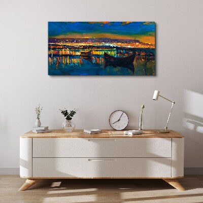 Tableau sur toile La baie dans la lueur du coucher de soleil