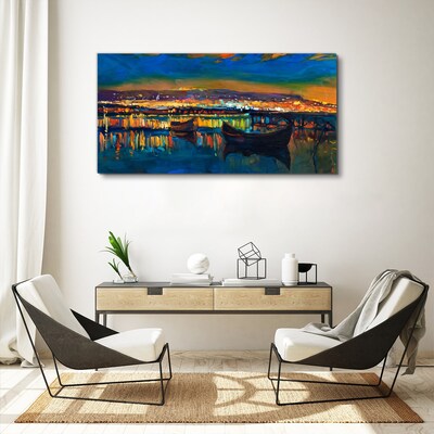 Tableau sur toile La baie dans la lueur du coucher de soleil
