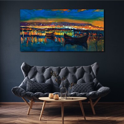 Tableau sur toile La baie dans la lueur du coucher de soleil