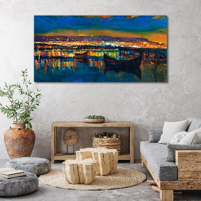 Tableau sur toile La baie dans la lueur du coucher de soleil