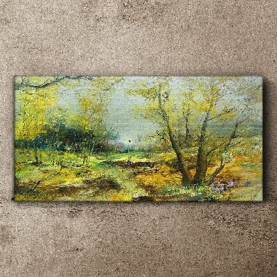 Tableau toile imprimée Paysage de printemps avec des arbres