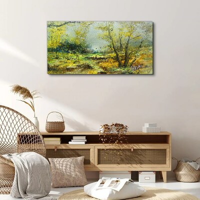 Tableau toile imprimée Paysage de printemps avec des arbres