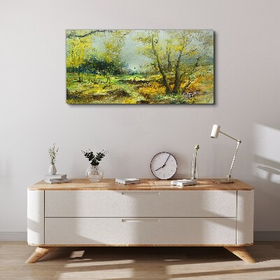 Tableau toile imprimée Paysage de printemps avec des arbres