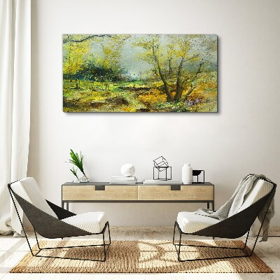 Tableau toile imprimée Paysage de printemps avec des arbres