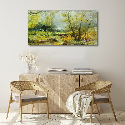 Tableau toile imprimée Paysage de printemps avec des arbres