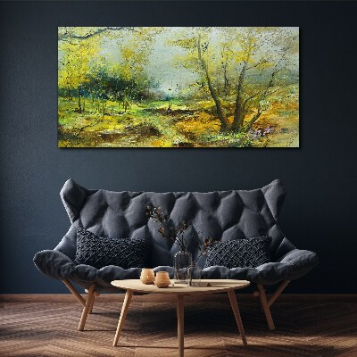 Tableau toile imprimée Paysage de printemps avec des arbres