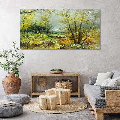 Tableau toile imprimée Paysage de printemps avec des arbres