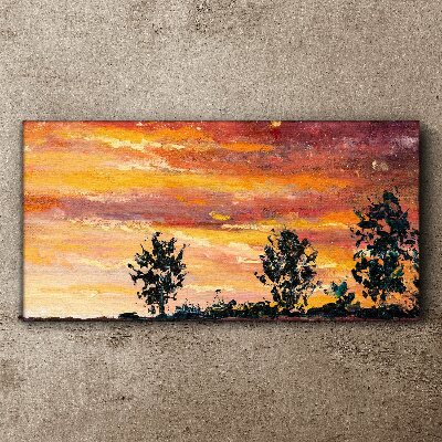 Tableau sur toile Coucher de soleil sur les arbres