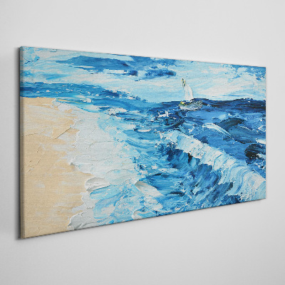 Tableau sur toile Mer calme avec un voilier