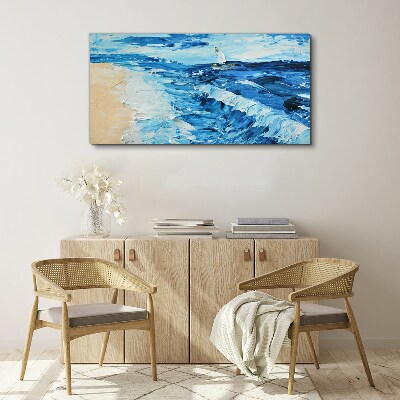 Tableau sur toile Mer calme avec un voilier