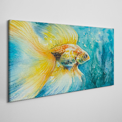 Tableau toile imprimée Poisson rouge dans l'eau colorée