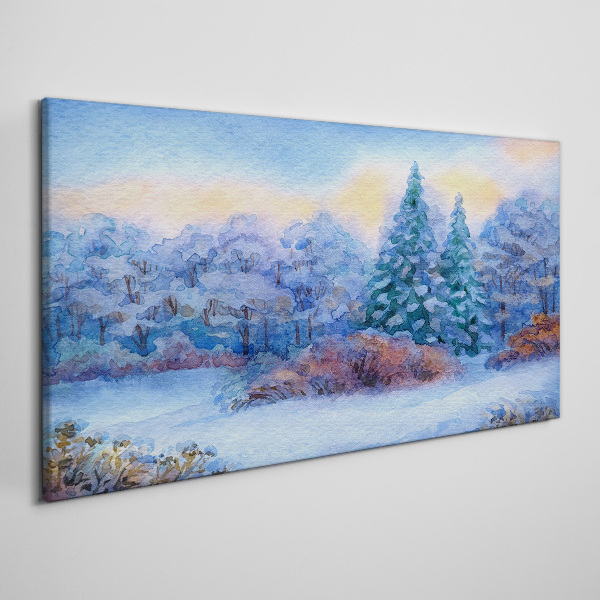 Tableau toile imprimée Paysage d'hiver aux couleurs pastel