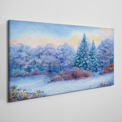 Tableau toile imprimée Paysage d'hiver aux couleurs pastel