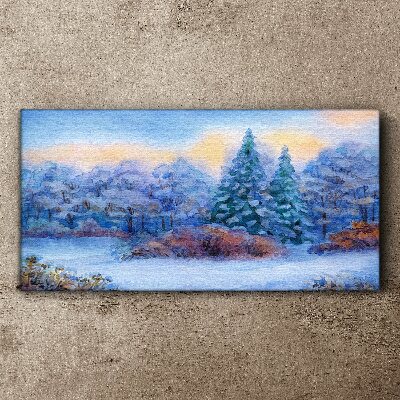 Tableau toile imprimée Paysage d'hiver aux couleurs pastel
