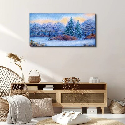 Tableau toile imprimée Paysage d'hiver aux couleurs pastel