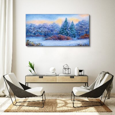 Tableau toile imprimée Paysage d'hiver aux couleurs pastel