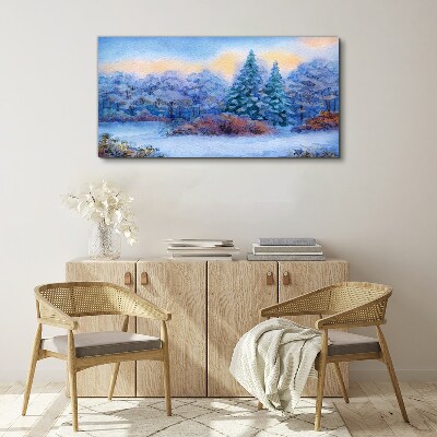Tableau toile imprimée Paysage d'hiver aux couleurs pastel
