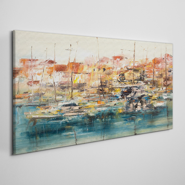 Tableau toile imprimée Paysages portuaires aux couleurs pastel
