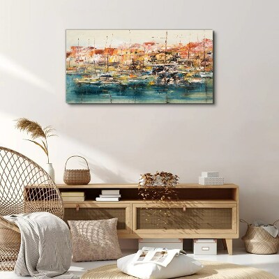 Tableau toile imprimée Paysages portuaires aux couleurs pastel