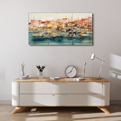 Tableau toile imprimée Paysages portuaires aux couleurs pastel