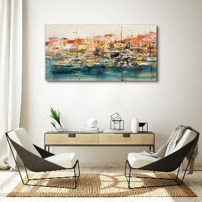 Tableau toile imprimée Paysages portuaires aux couleurs pastel