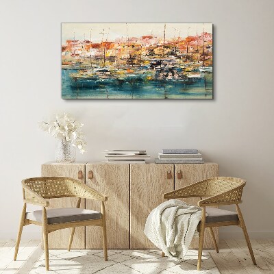 Tableau toile imprimée Paysages portuaires aux couleurs pastel