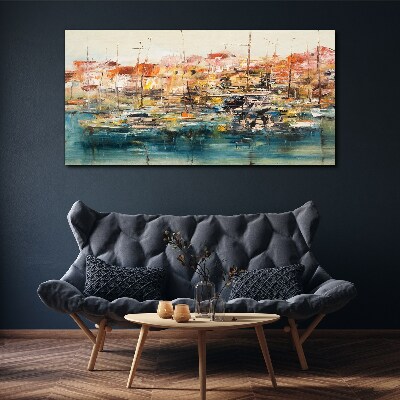 Tableau toile imprimée Paysages portuaires aux couleurs pastel