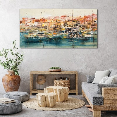 Tableau toile imprimée Paysages portuaires aux couleurs pastel