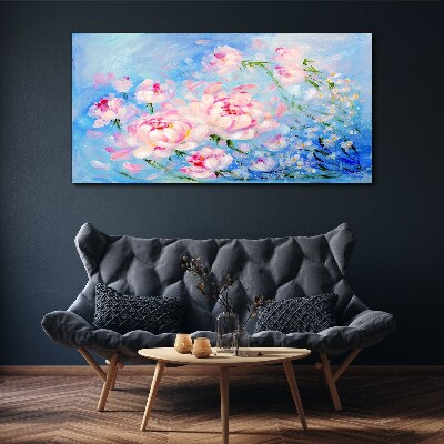 Tableau sur toile Harmonie florale en bleu