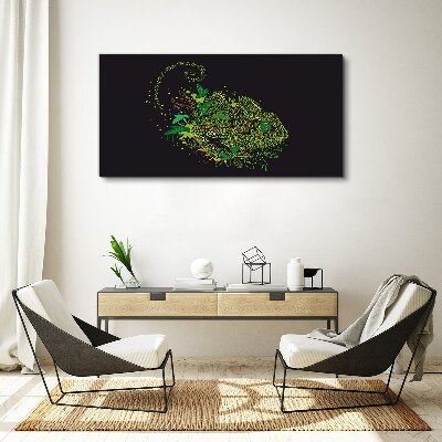 Tableau toile imprimée Caméléon en vert