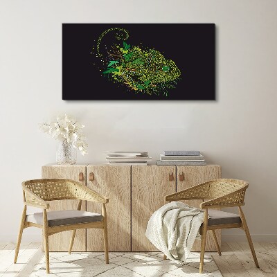 Tableau toile imprimée Caméléon en vert