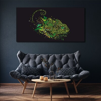 Tableau toile imprimée Caméléon en vert