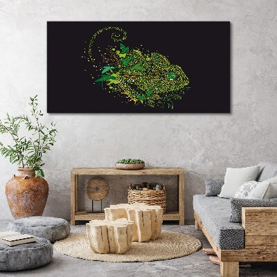 Tableau toile imprimée Caméléon en vert