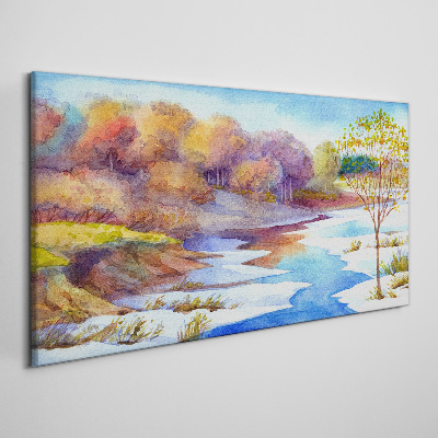 Tableau imprimé sur toile Paysage printanier au bord de la rivière