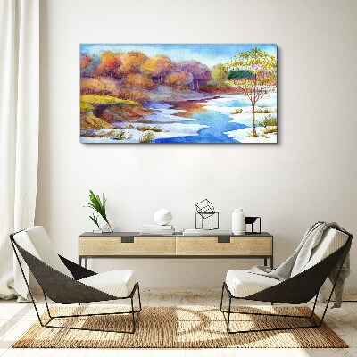 Tableau imprimé sur toile Paysage printanier au bord de la rivière