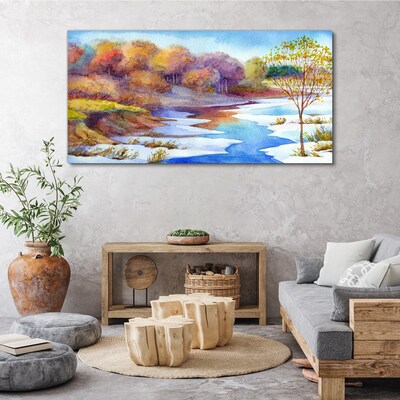 Tableau imprimé sur toile Paysage printanier au bord de la rivière