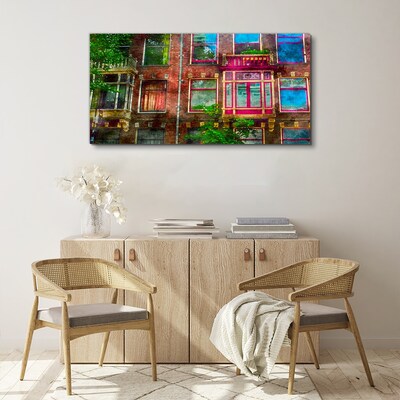 Tableau imprimé sur toile Les façades colorées des immeubles d'habitation d'Amsterdam