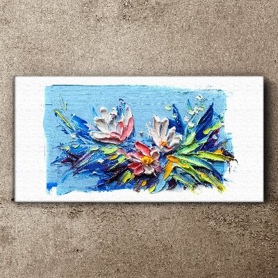 Tableau toile imprimée Un paysage floral aux tons bleus