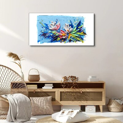 Tableau toile imprimée Un paysage floral aux tons bleus