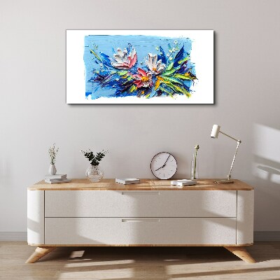 Tableau toile imprimée Un paysage floral aux tons bleus