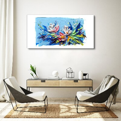 Tableau toile imprimée Un paysage floral aux tons bleus