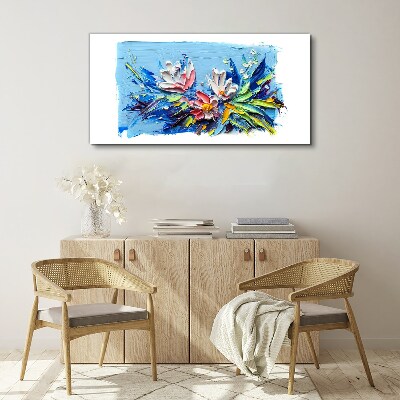 Tableau toile imprimée Un paysage floral aux tons bleus