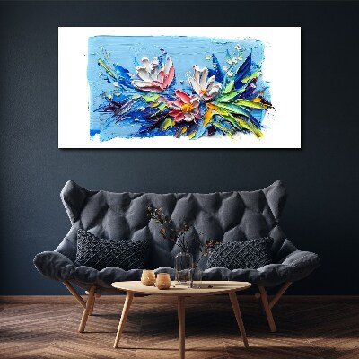 Tableau toile imprimée Un paysage floral aux tons bleus