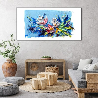 Tableau toile imprimée Un paysage floral aux tons bleus