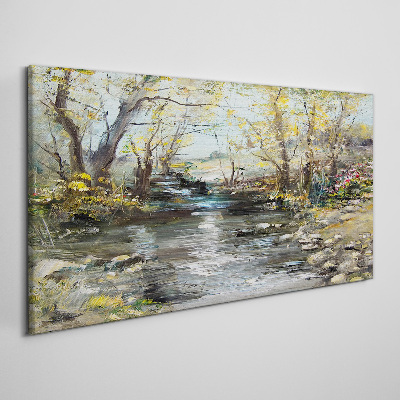 Tableau imprimé sur toile Paysage printanier au bord du ruisseau