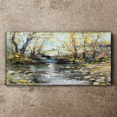 Tableau imprimé sur toile Paysage printanier au bord du ruisseau