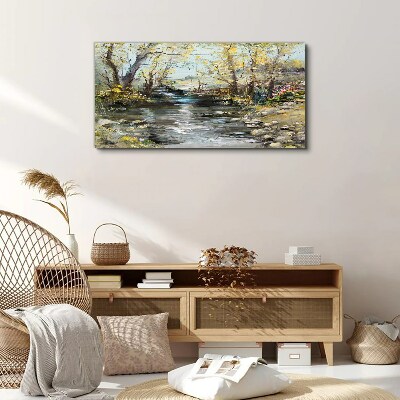 Tableau imprimé sur toile Paysage printanier au bord du ruisseau