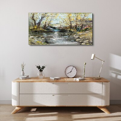 Tableau imprimé sur toile Paysage printanier au bord du ruisseau