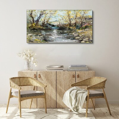 Tableau imprimé sur toile Paysage printanier au bord du ruisseau