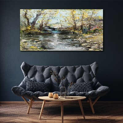 Tableau imprimé sur toile Paysage printanier au bord du ruisseau